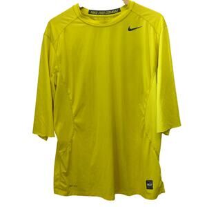 Nike Pro Combat Dri-Fit Shirt Men’s XL Yellow Athletic Training Tee